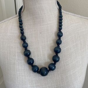 Blue Beaded/Wooden Necklace